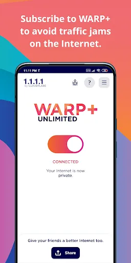 1.1.1.1 + WARP: Safer Internet screenshot