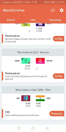CricFan - Cricket Live Scores screenshot