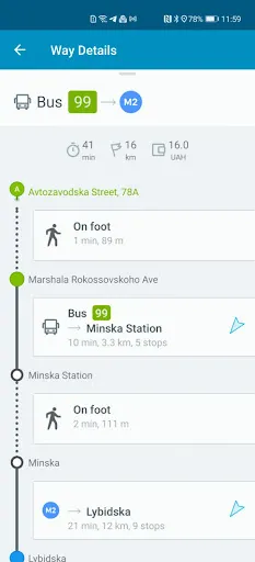 EasyWay public transport screenshot
