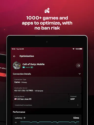 ExitLag: Fix Ping Mobile & Lag screenshot