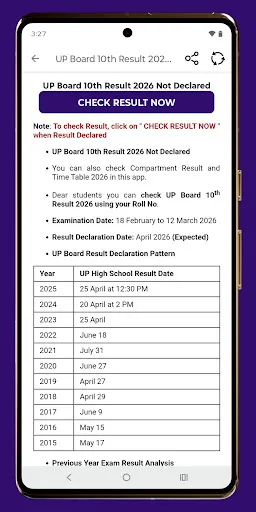 UP Board Result screenshot
