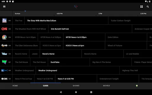 X TV screenshot
